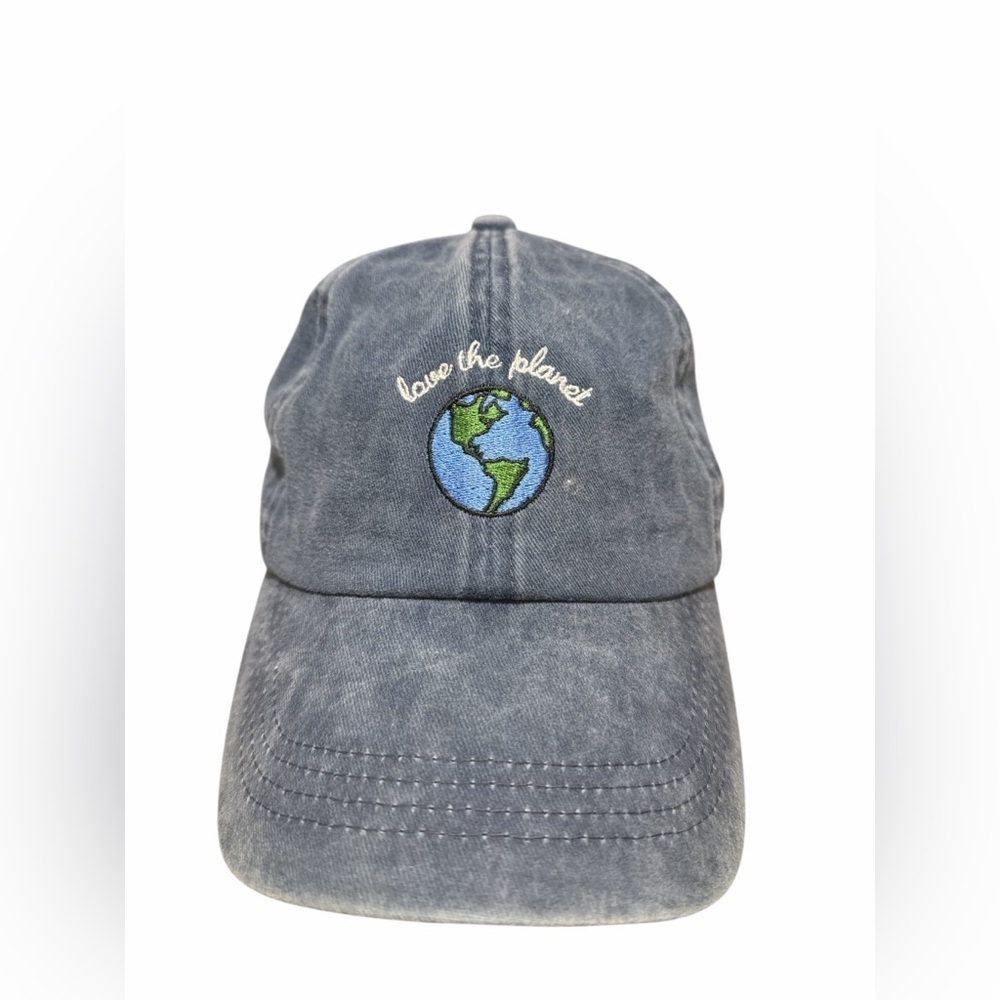 Adult Blue Earth Embroidered “Love The Planet” Cap Hat. OSFA - Picture 2 of 10